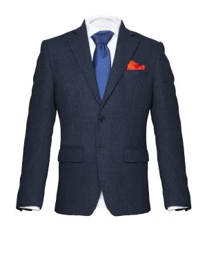 Blue Harris Tweed Wool Blazer by Tollegno