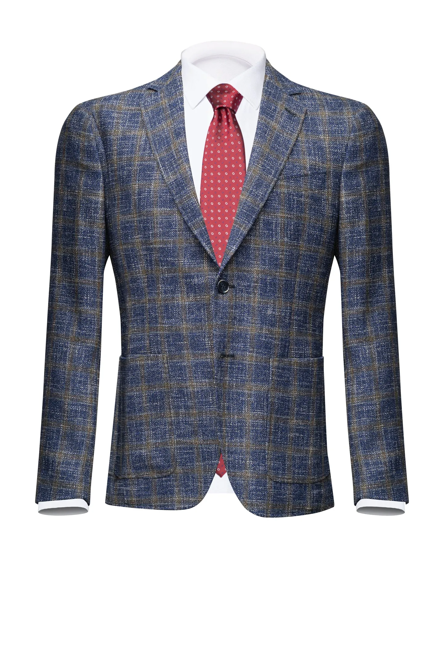 Blue with Green Windowpane Cotton Blazer