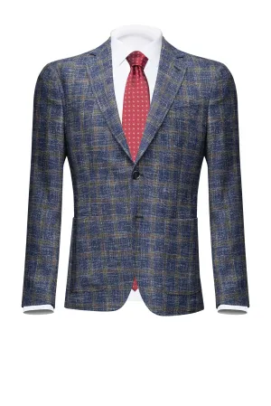 Blue with Green Windowpane Cotton Blazer
