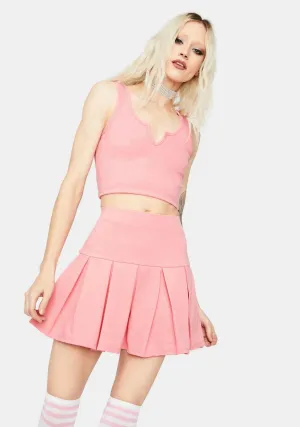 Blush Cheerful Player Tank Pleated Skirt Set