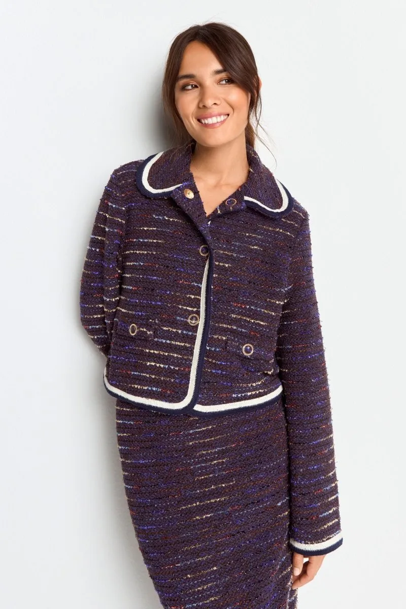 Bouclé-Jacke mit Bubikragen