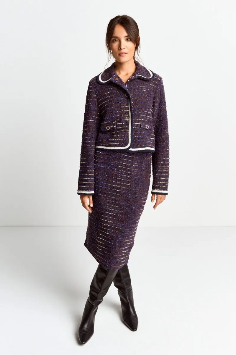 Bouclé-Jacke mit Bubikragen