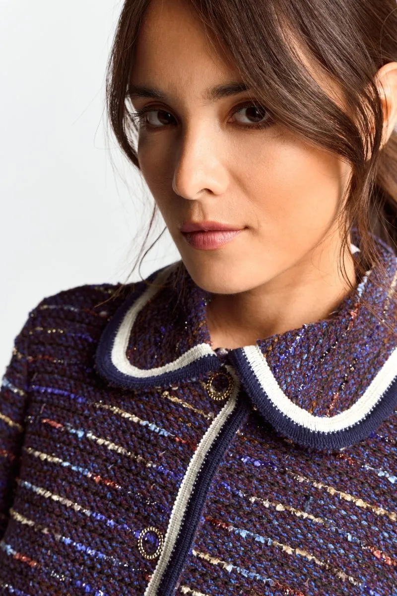Bouclé-Jacke mit Bubikragen