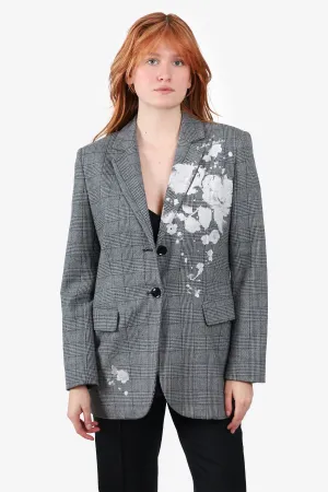 Boutique Moschino Grey Plaid Print Blazer size 10