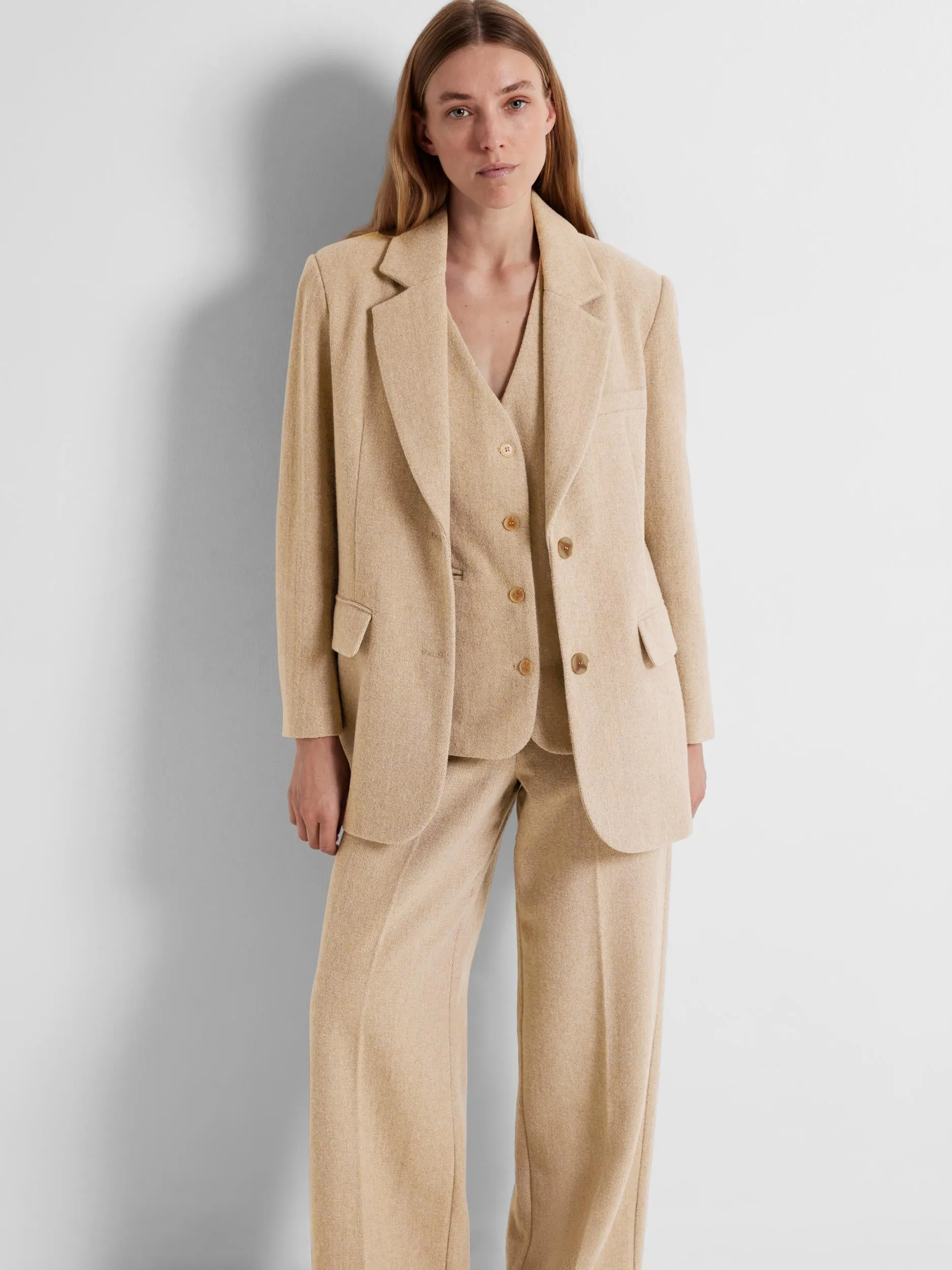 Britt LS Oversize Blazer - Cornstalk Melange