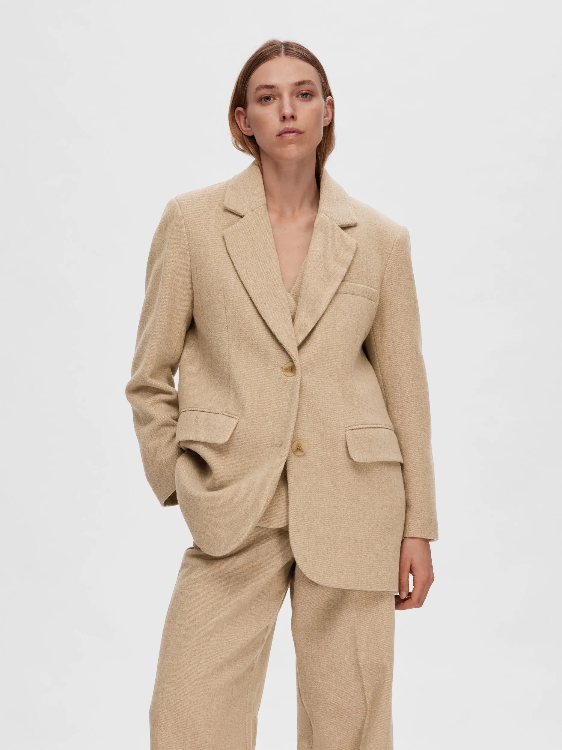 Britt LS Oversize Blazer - Cornstalk Melange