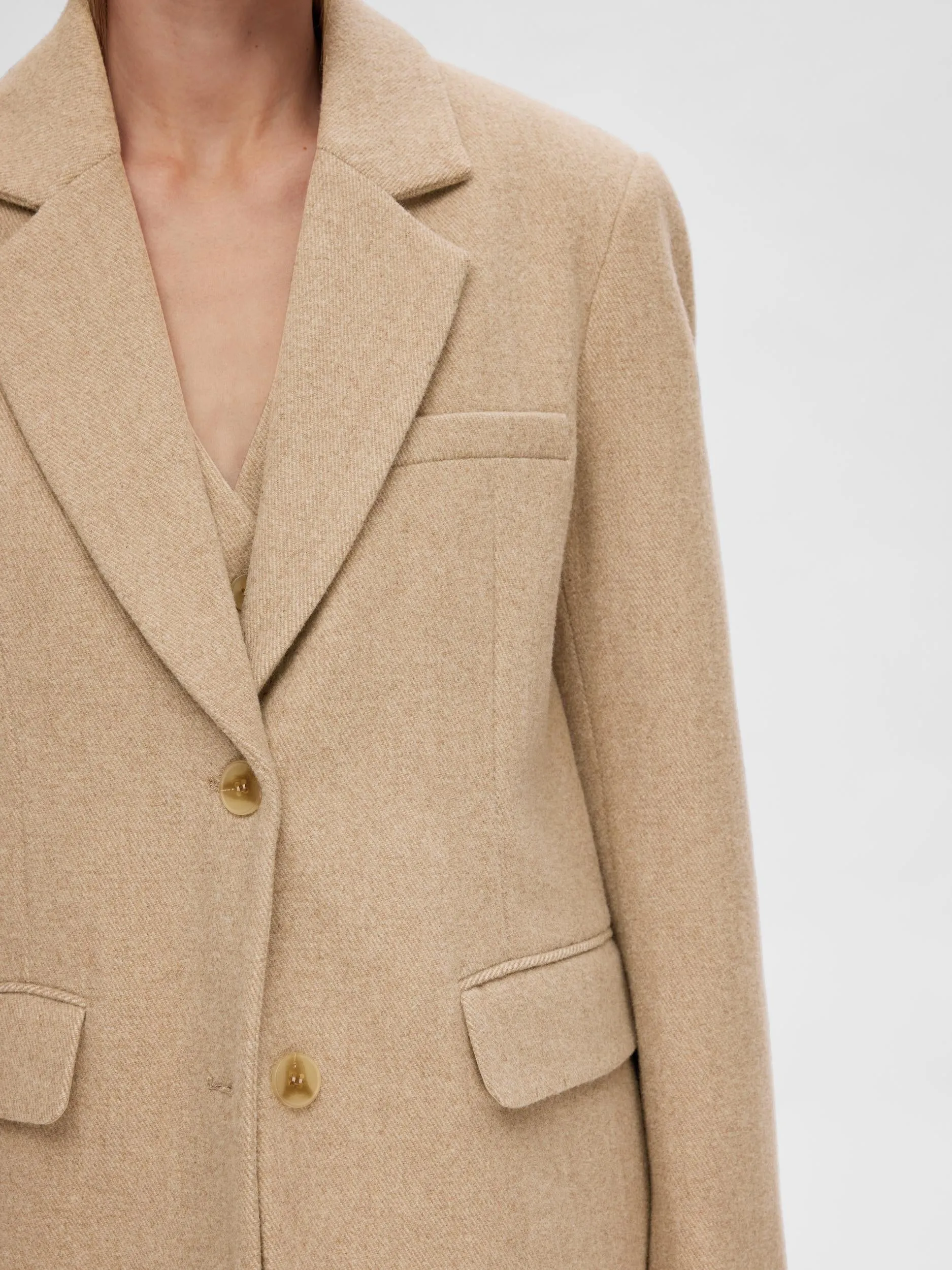 Britt LS Oversize Blazer - Cornstalk Melange