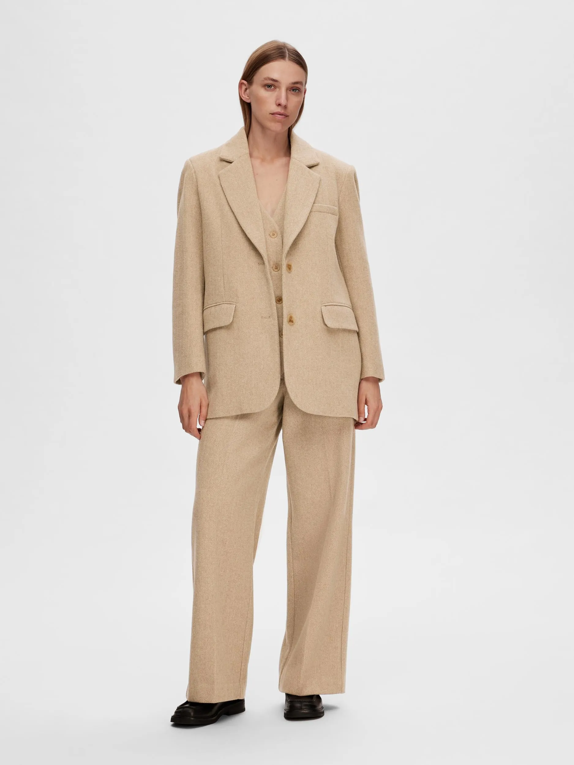 Britt LS Oversize Blazer - Cornstalk Melange