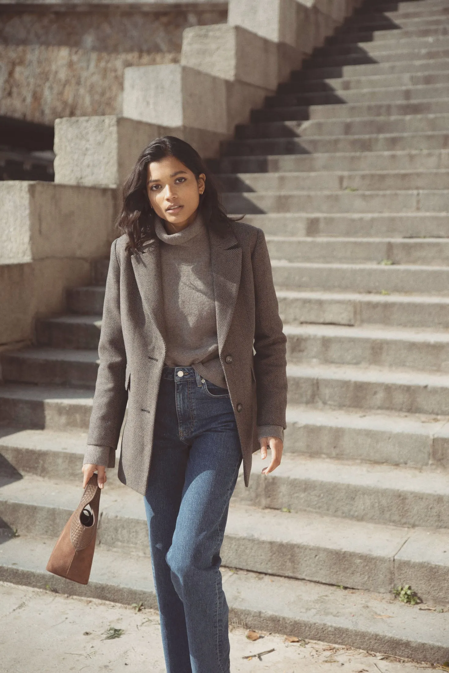 Brooklyn Blazer - Taupe Herringbone