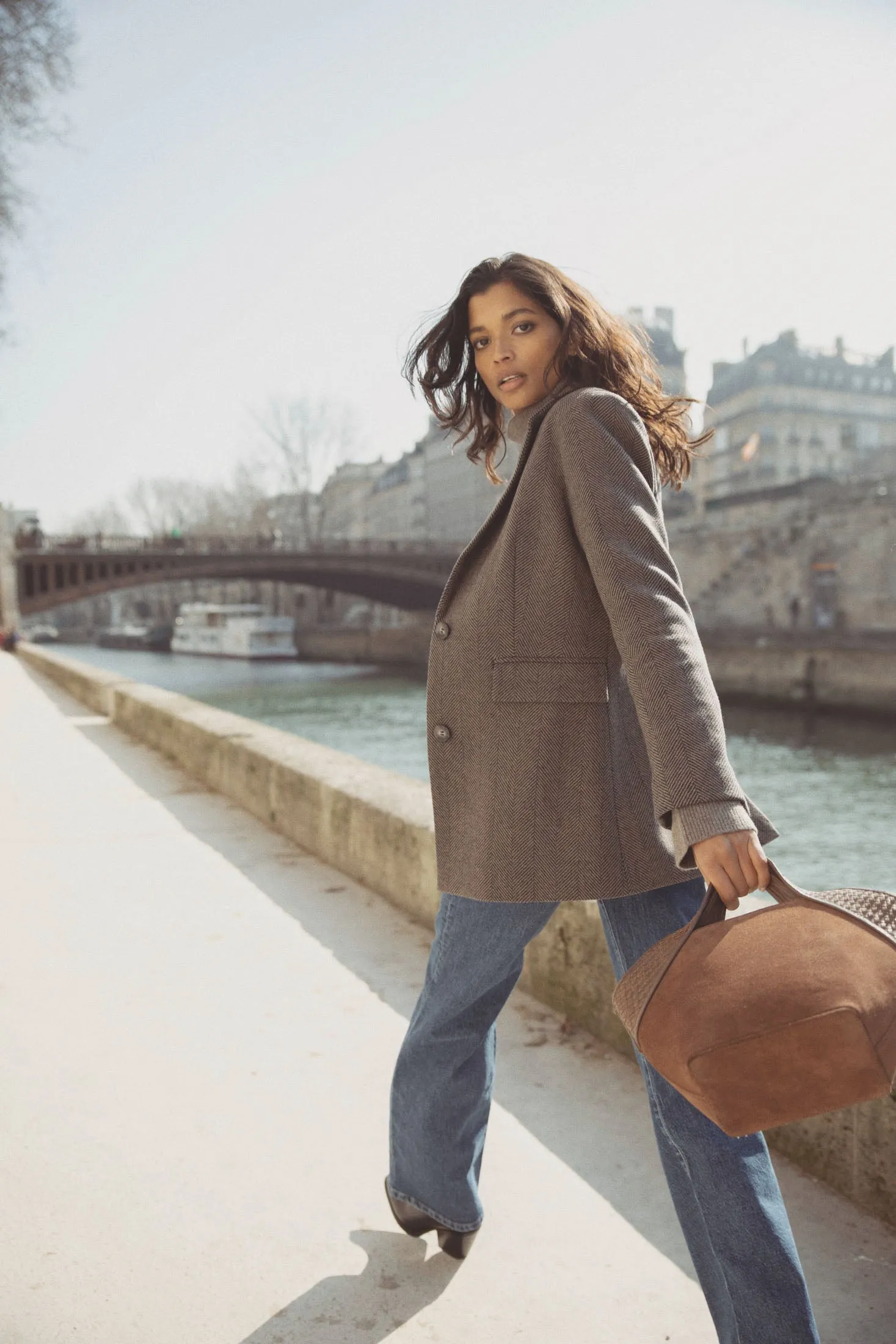 Brooklyn Blazer - Taupe Herringbone