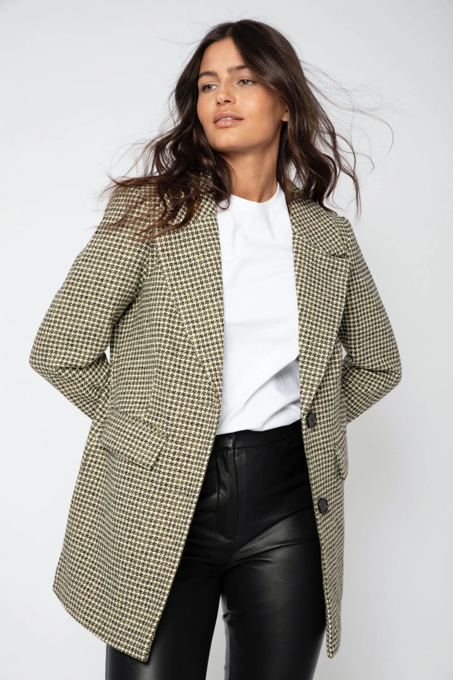 Brooklyn Houndstooth Blazer - Army