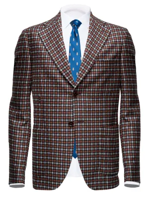 Brown Checked Wool Blazer by Marzotto