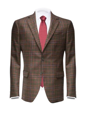 Brown Prince of Wales Wool Blazer