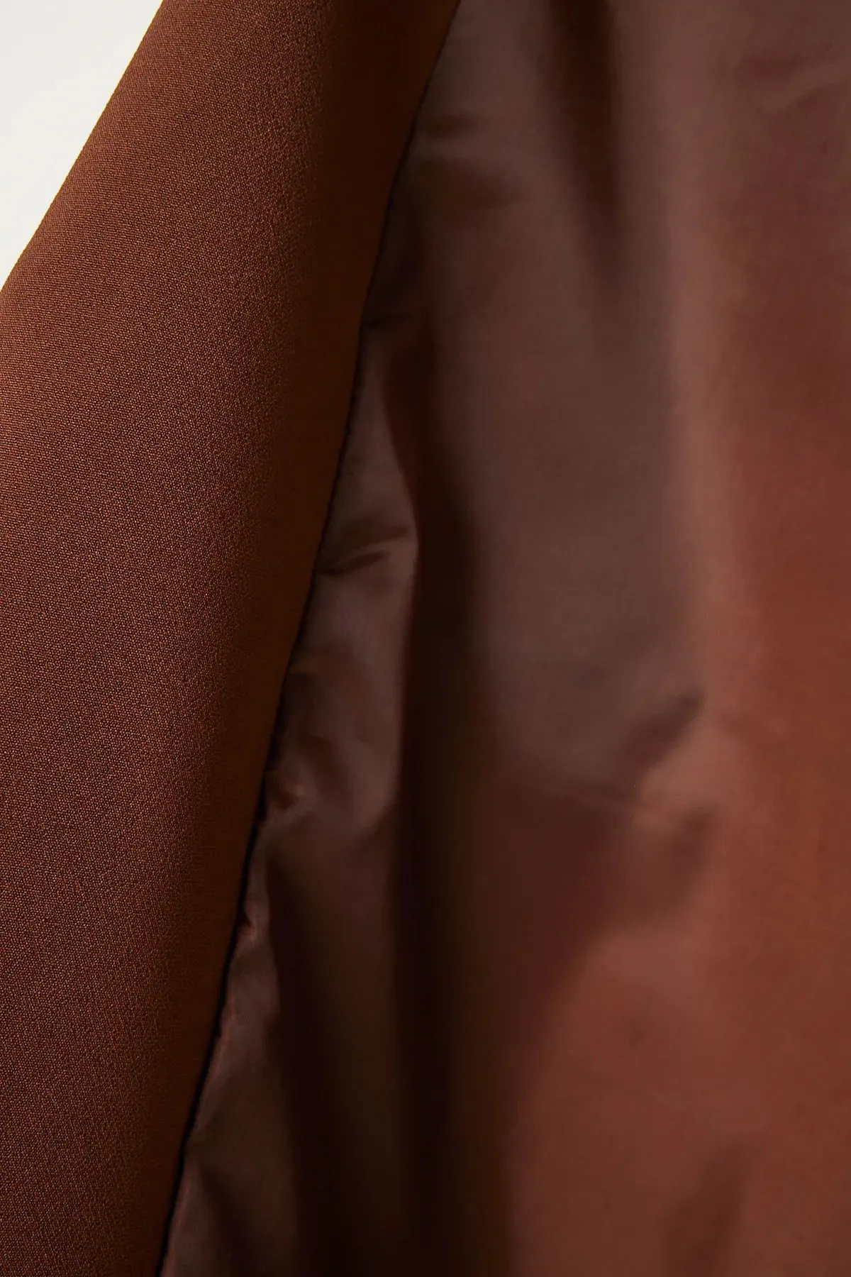 Brown Shawl Collar Gathered Detailed Woven Blazer Jacket
