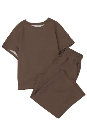 Brown Textured Jumpsuit