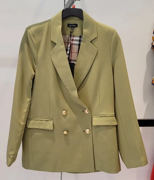 Button Front Long Sleeve Blazer