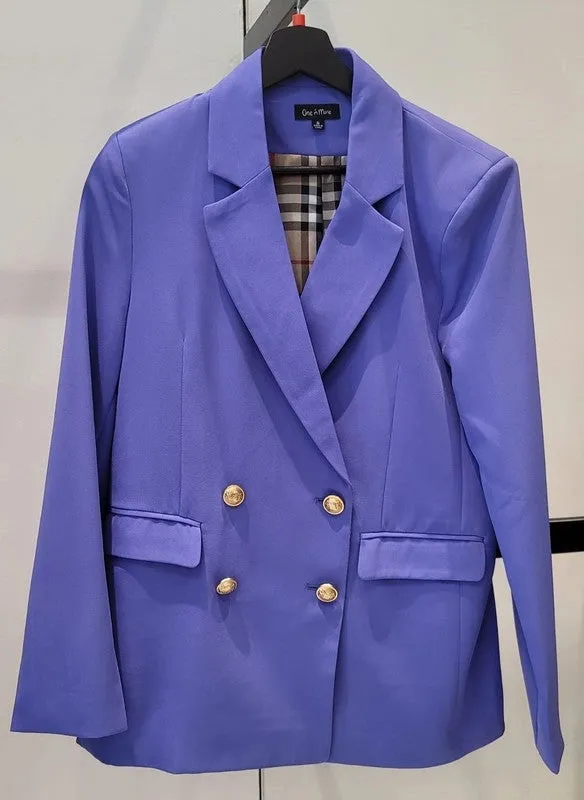 Button Front Long Sleeve Blazer