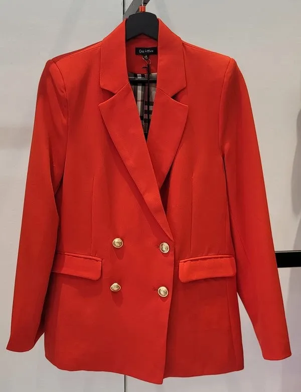 Button Front Long Sleeve Blazer