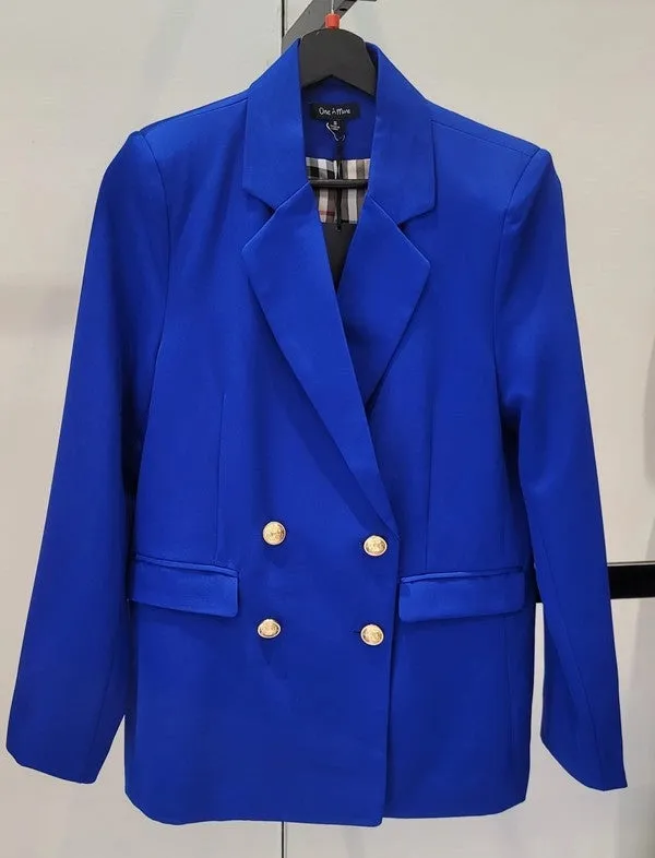 Button Front Long Sleeve Blazer