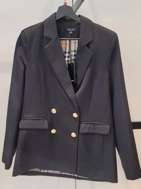 Button Front Long Sleeve Blazer