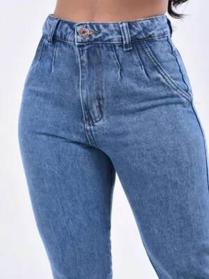 Calça jeans basica Mom Feminina