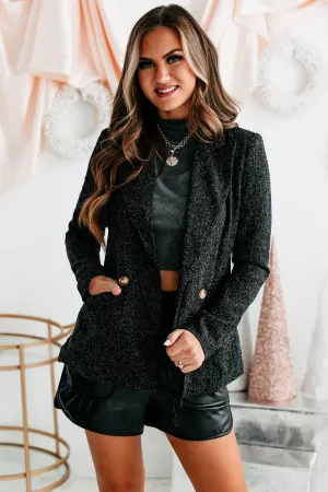 Call Me Bossy Tweed Blazer (Black)