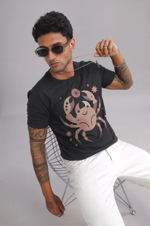 Cancer Club Charcoal Half Sleeve Printed Round Neck T-Shirt