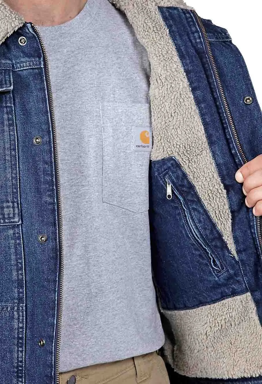 Carhartt&#x20;Work&#x20;Jacket&#x20;Denim&#x20;Sherpa&#x20;Lined&#x20;106323