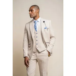 Caridi - Men's Tweed Beige Wedding Blazer