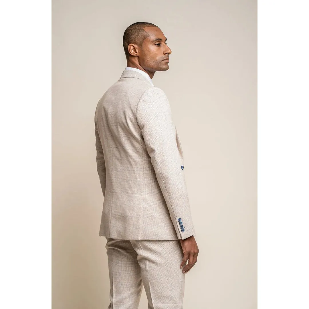 Caridi - Men's Tweed Beige Wedding Blazer