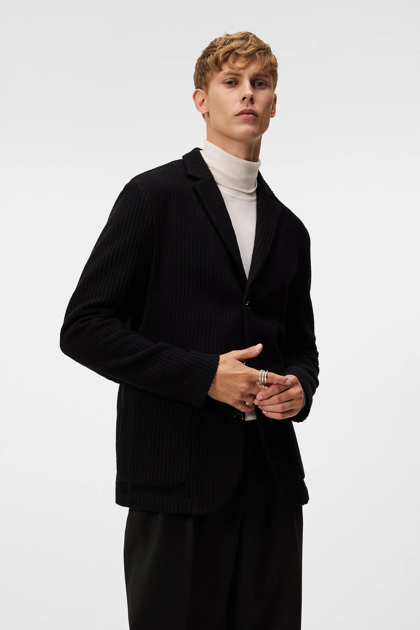Carlton Rib Cardigan Blazer / Black