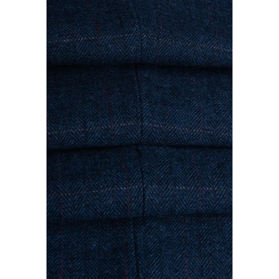 Carnegi - Men's  Navy Check Tweed Blazer