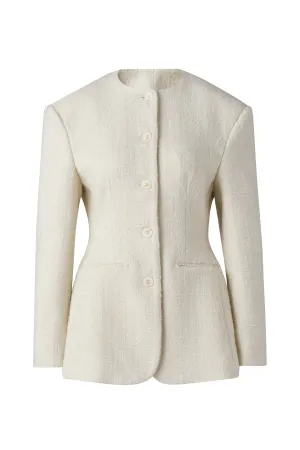 Carol Fitted Round Neck Blazer - Vanilla