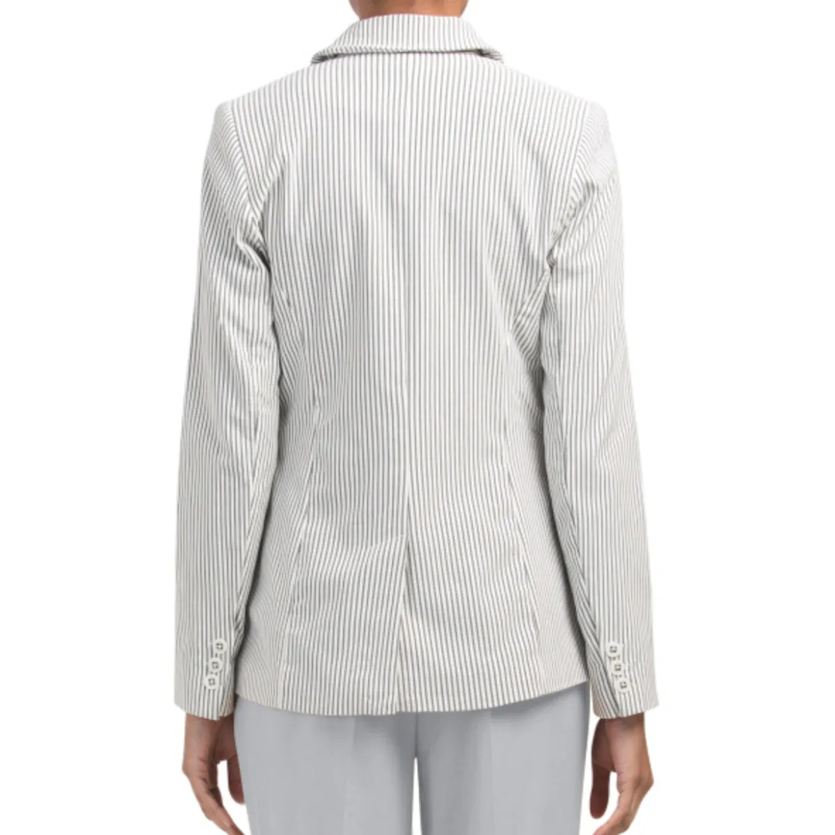 CAROLINA BELLE Striped Classic Fit Double Breasted Blazer