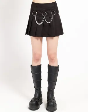 CHAIN PLEATED SKIRT BLACK