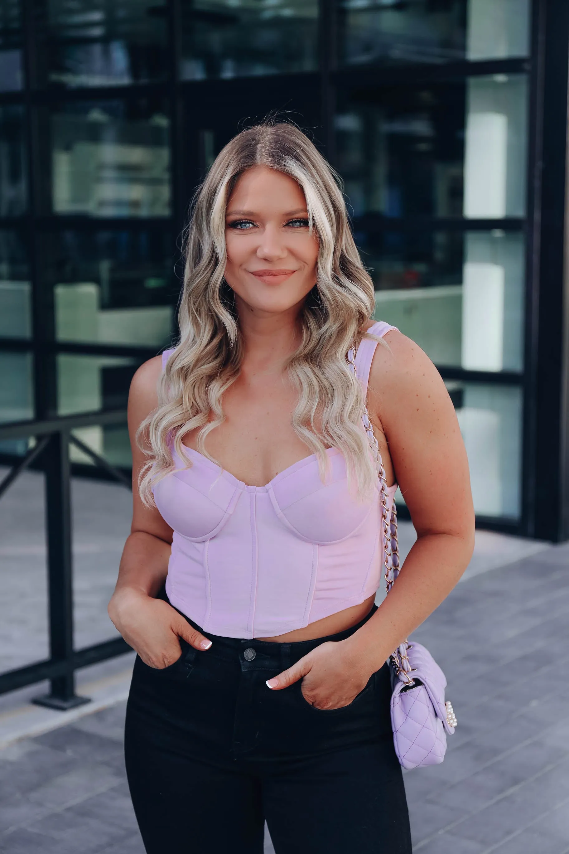 Chance Corset Crop Top - Lavender