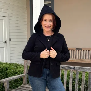 Charlie B Black Corded Hooded Blazer