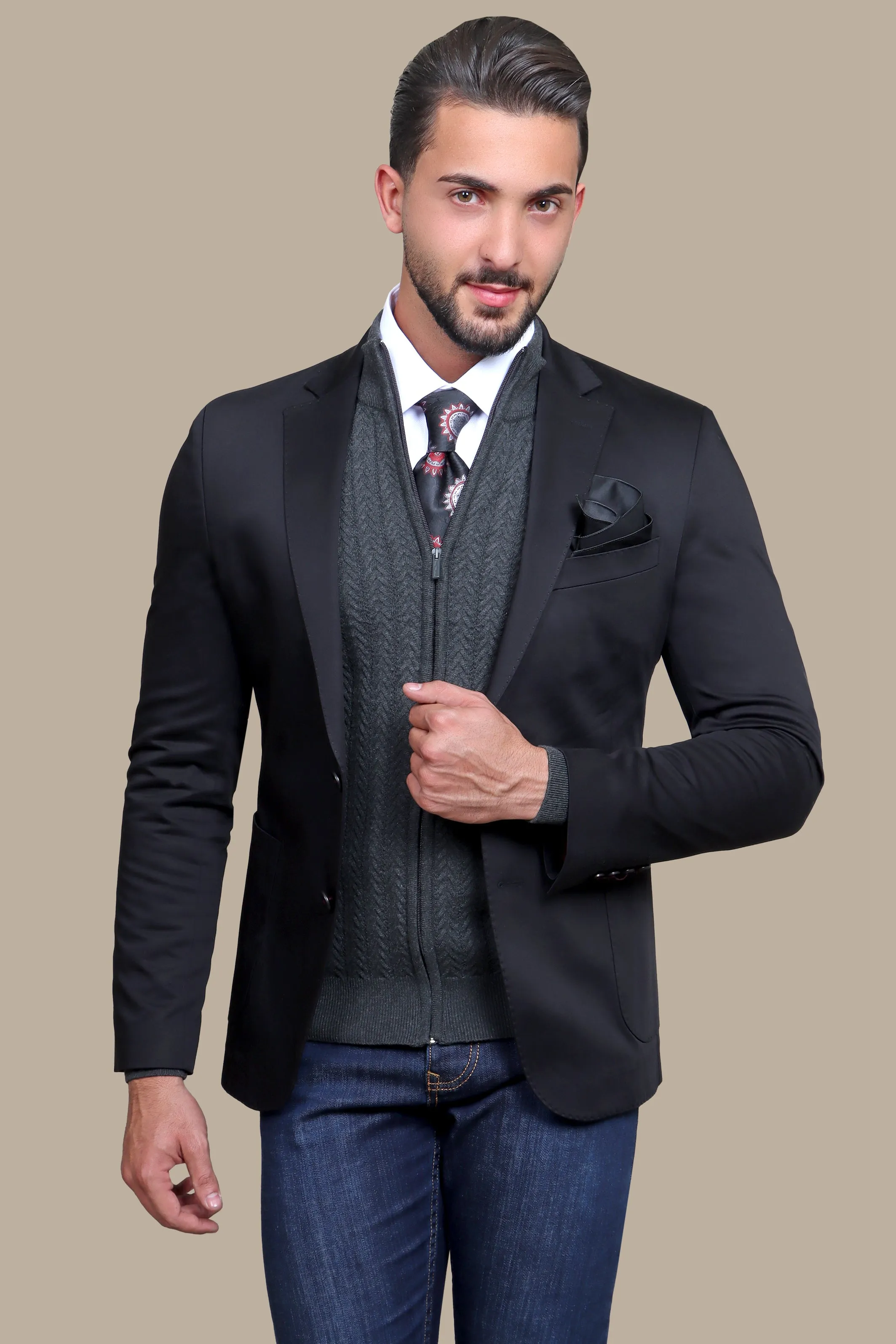 Chic Sophistication: The Satin Patch Black Blazer