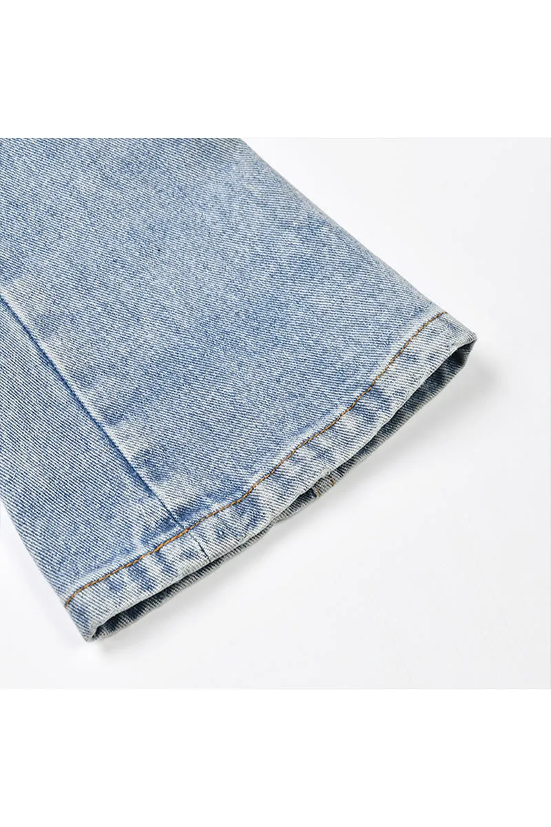 CK0510 Denim Sleeve Crop Blazer