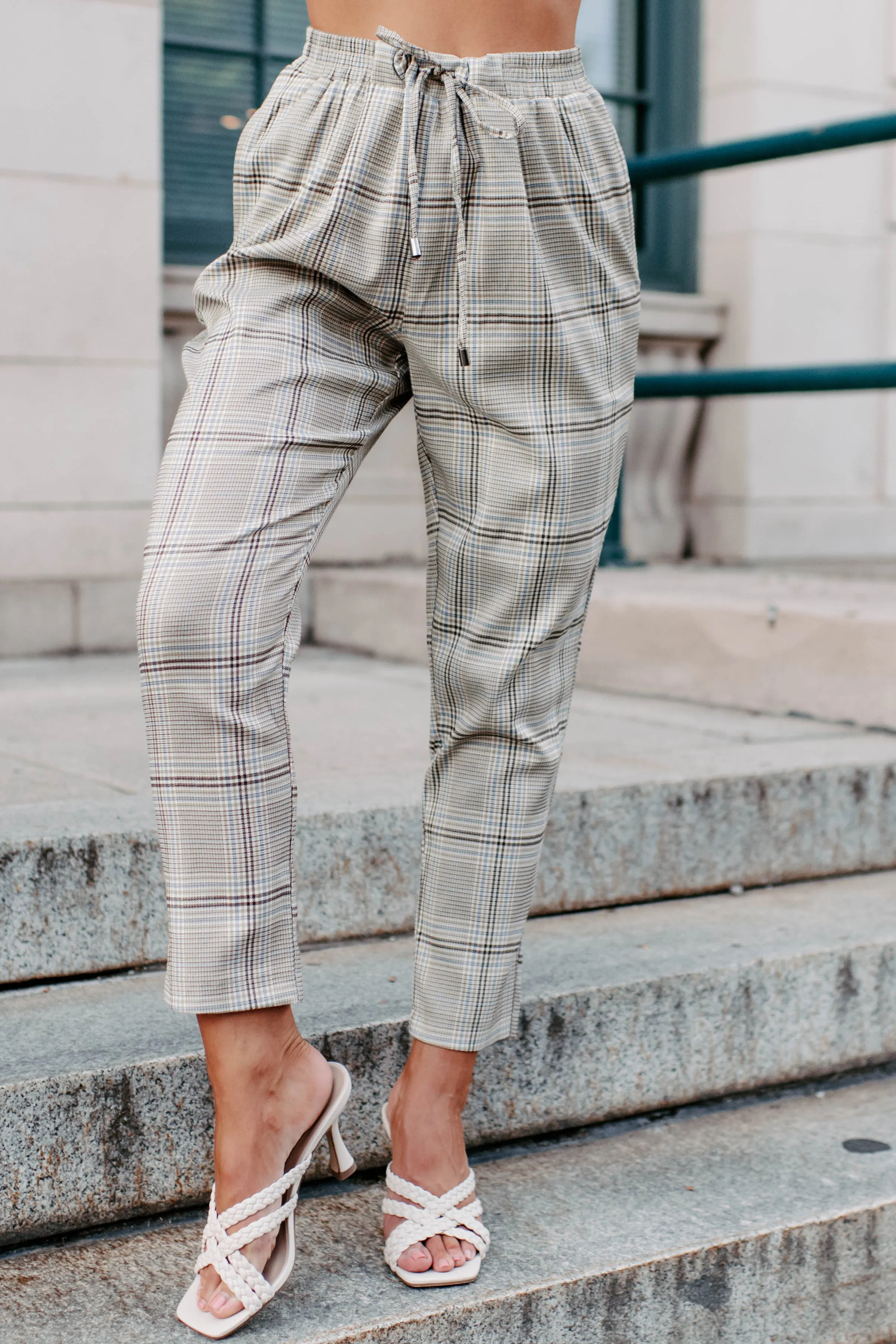 Clear It With Legal Plaid Three-Piece Blazer Set (Mocha Combo)