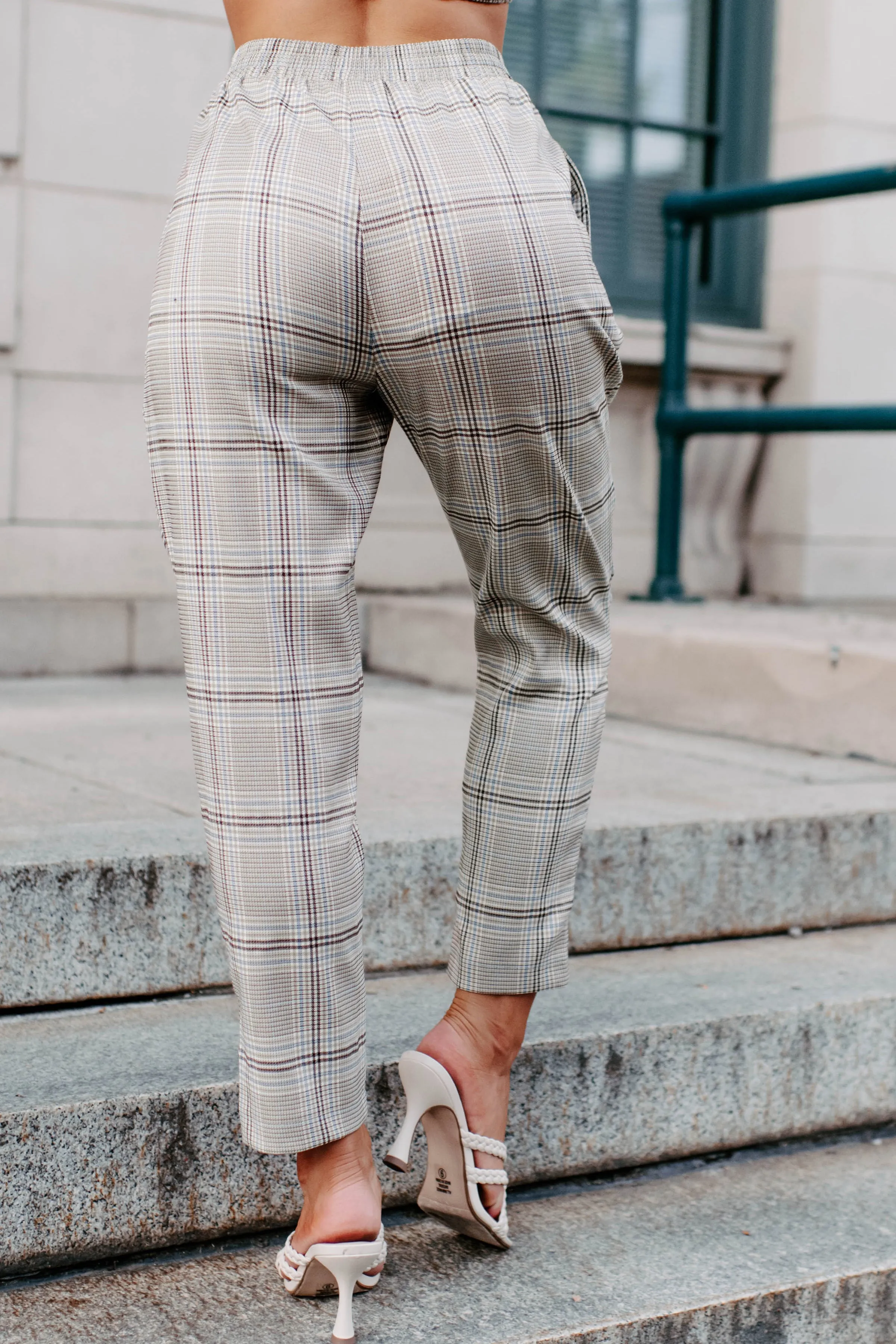 Clear It With Legal Plaid Three-Piece Blazer Set (Mocha Combo)