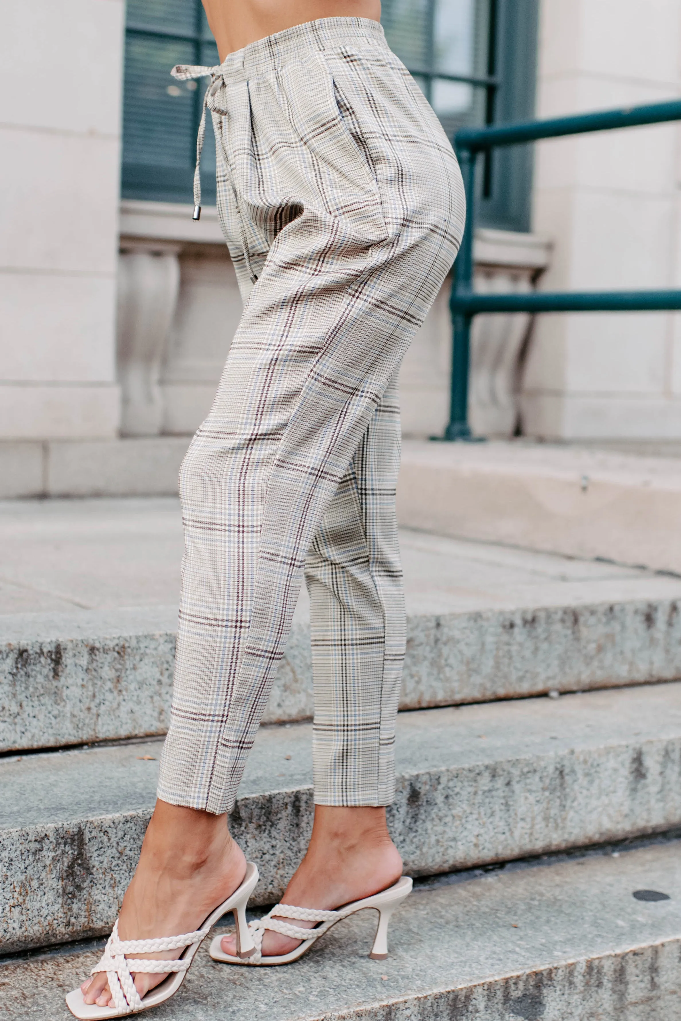 Clear It With Legal Plaid Three-Piece Blazer Set (Mocha Combo)