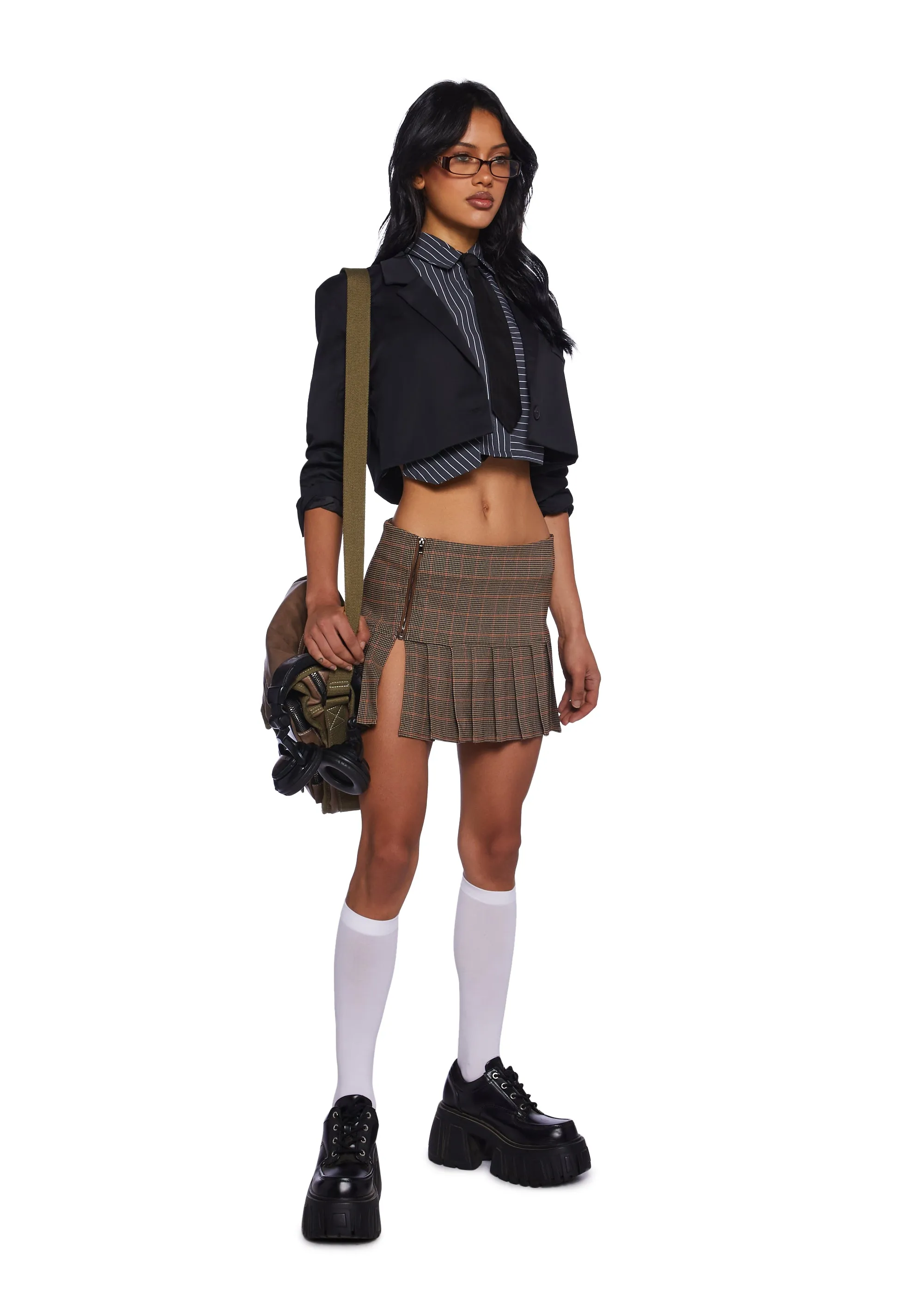 Collegiate Affairs Plaid Mini Skirt