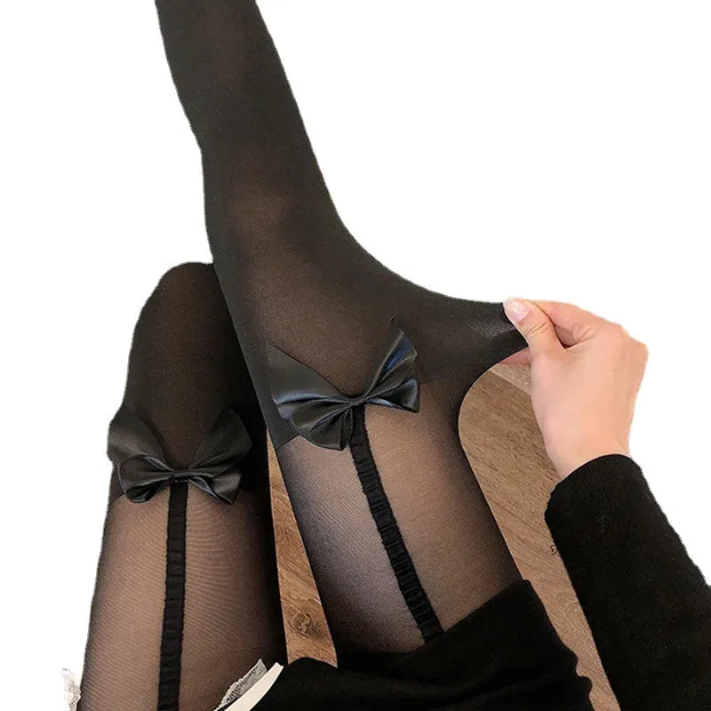 Cute Black Lolita Floral Fishnet Tights
