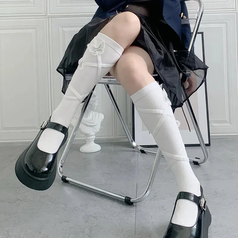 Cute Black Lolita Floral Fishnet Tights