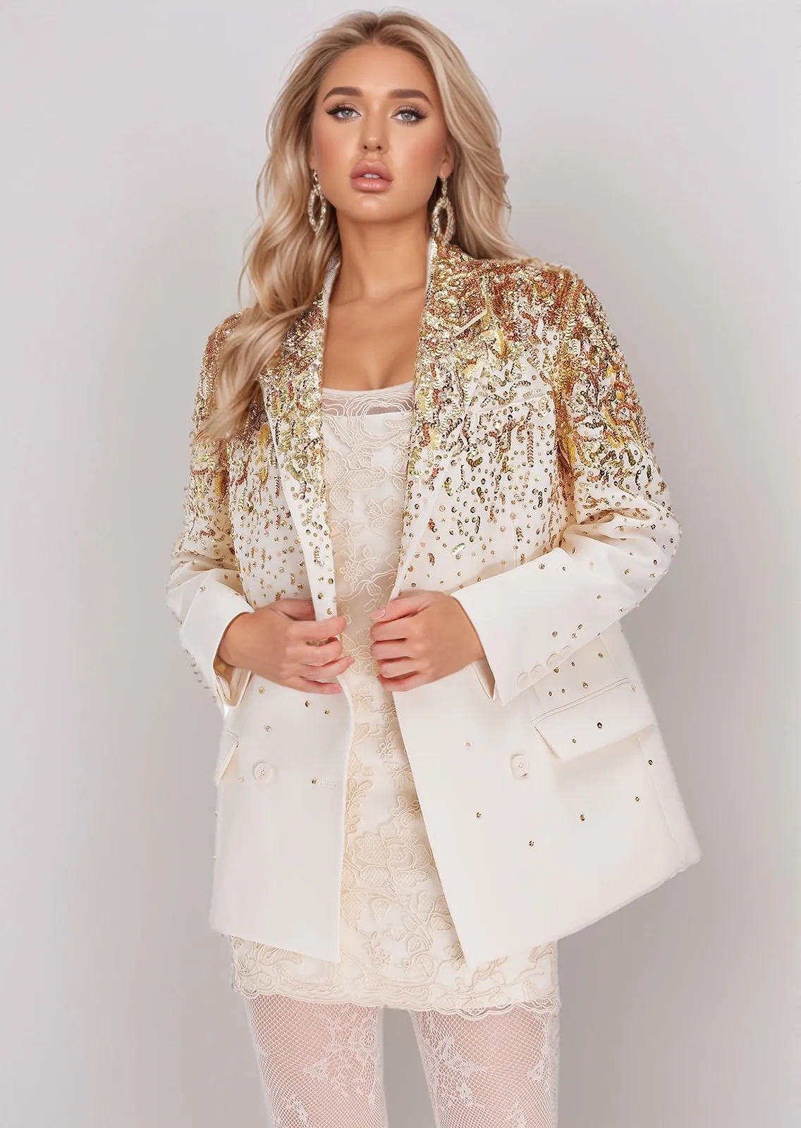 Cynthia Sequined Double Breasted Blazer