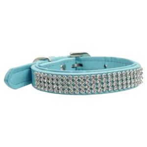 Dan & Sam - Vegan Leather Dog Collar (Blue Diamante)