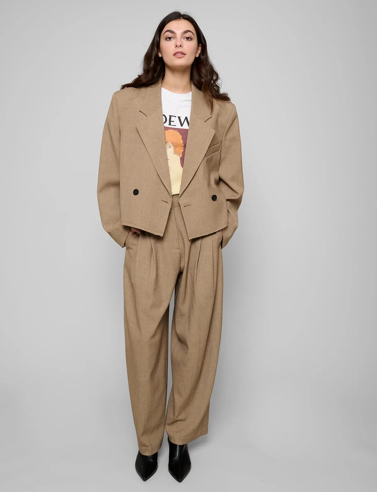 Dani Cropped Boxy Blazer in Brown-BESTSELLER