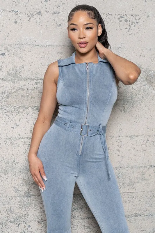 Denim Bellbottom Jumpsuit