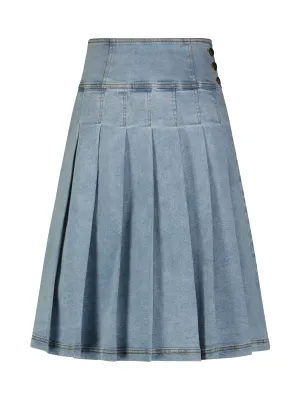 Denim Pleated Skirt